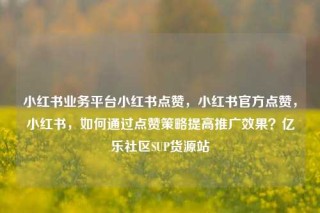 小红书业务平台小红书点赞，小红书官方点赞，小红书，如何通过点赞策略提高推广效果？亿乐社区SUP货源站