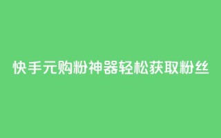 快手10元购粉神器，轻松获取1000粉丝