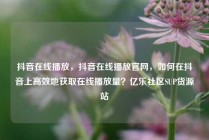 抖音在线播放，抖音在线播放官网，如何在抖音上高效地获取在线播放量？亿乐社区SUP货源站