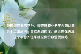 哔哩哔哩业务平台，哔哩哔哩业务平台网站服务十二出品网，喜欢追剧的你，是否也在关注这个平台？亿乐社区低价自营货源站
