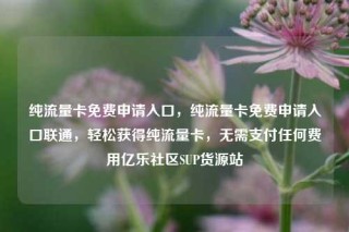 纯流量卡免费申请入口，纯流量卡免费申请入口联通，轻松获得纯流量卡，无需支付任何费用亿乐社区SUP货源站