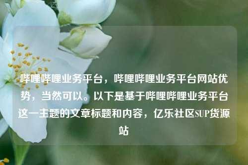哔哩哔哩业务平台，哔哩哔哩业务平台网站优势	，当然可以	。以下是基于哔哩哔哩业务平台这一主题的文章标题和内容，亿乐社区SUP货源站  第1张