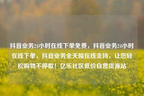 抖音业务24小时在线下单免费，抖音业务24小时在线下单	，抖音业务全天候在线支持，让您轻松购物不停歇！亿乐社区低价自营货源站  第1张