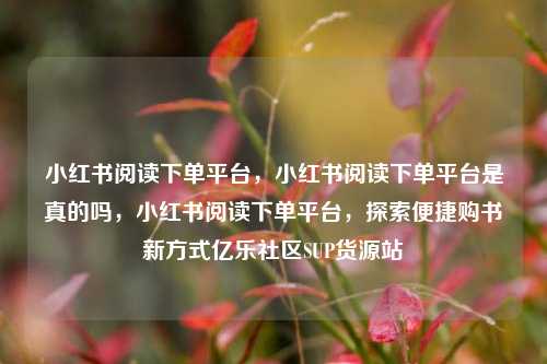 小红书阅读下单平台，小红书阅读下单平台是真的吗	，小红书阅读下单平台，探索便捷购书新方式亿乐社区SUP货源站  第1张