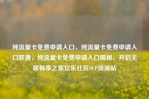 纯流量卡免费申请入口	，纯流量卡免费申请入口联通，纯流量卡免费申请入口揭秘，开启无限畅享之旅亿乐社区SUP货源站  第1张