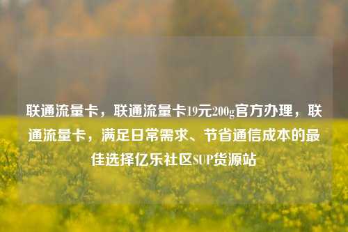 联通流量卡，联通流量卡19元200g官方办理	，联通流量卡，满足日常需求、节省通信成本的最佳选择亿乐社区SUP货源站  第1张