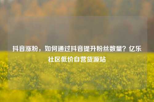 抖音涨粉，如何通过抖音提升粉丝数量？亿乐社区低价自营货源站  第1张