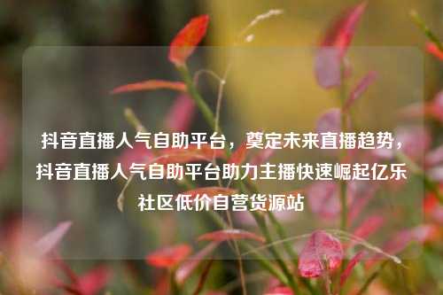 抖音直播人气自助平台，奠定未来直播趋势	，抖音直播人气自助平台助力主播快速崛起亿乐社区低价自营货源站  第1张