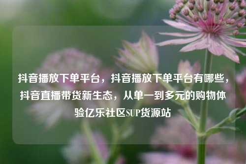 抖音播放下单平台，抖音播放下单平台有哪些，抖音直播带货新生态	，从单一到多元的购物体验亿乐社区SUP货源站  第1张