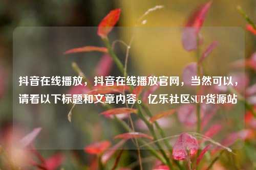 抖音在线播放，抖音在线播放官网，当然可以，请看以下标题和文章内容。亿乐社区SUP货源站  第1张