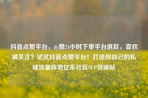 抖音点赞平台	，dy赞24小时下单平台退款，喜欢被关注？试试抖音点赞平台！打造你自己的私域流量阵地亿乐社区SUP货源站  第1张